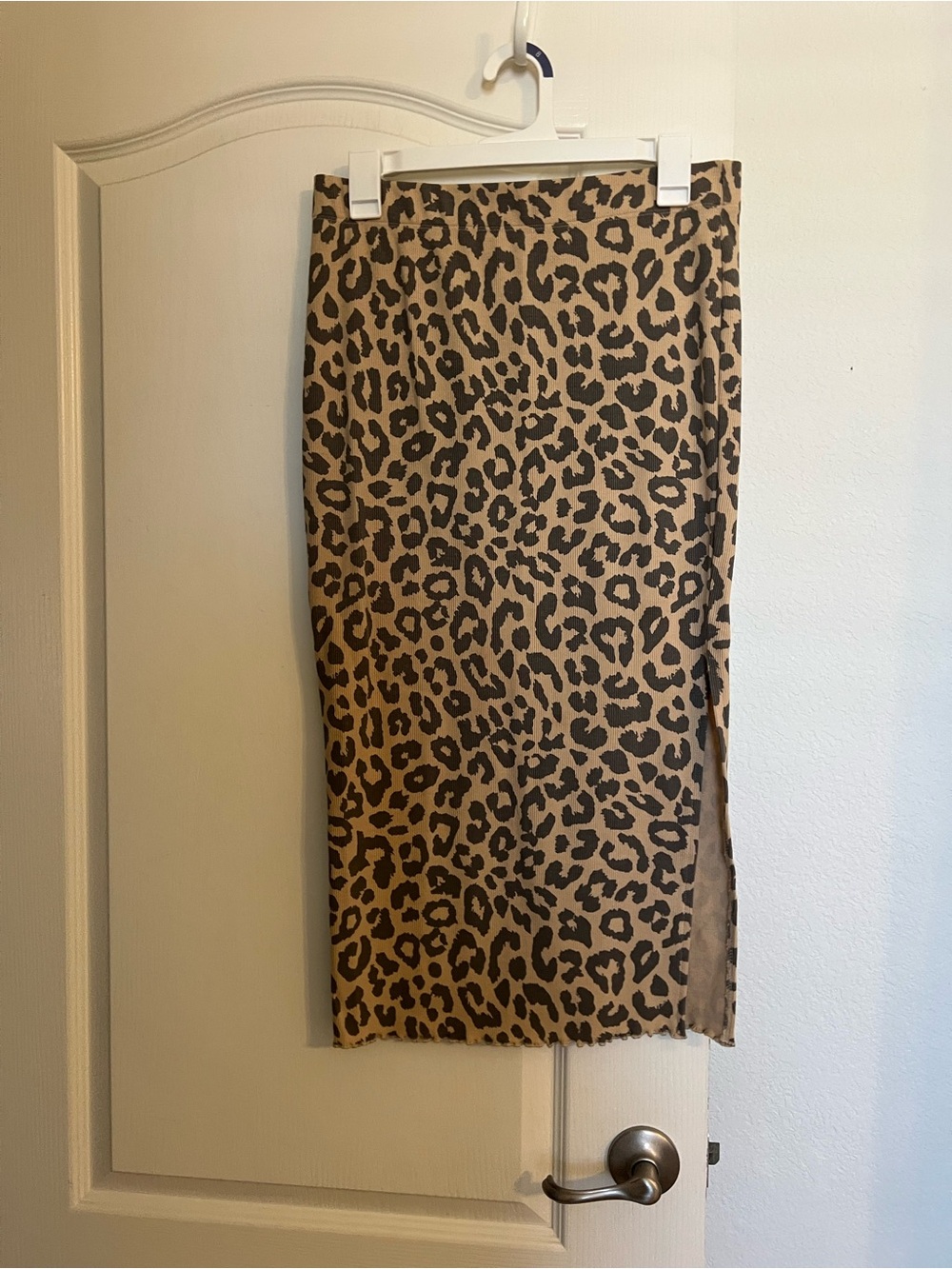 Ascot + Hart Leopard Print Midi Skirt in Brown